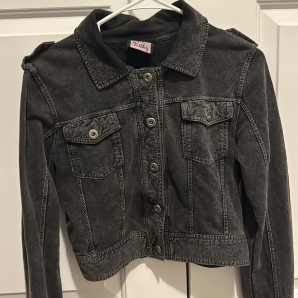 L.A Kitty Black cotton faux jean black jacket - Picture 2 of 6